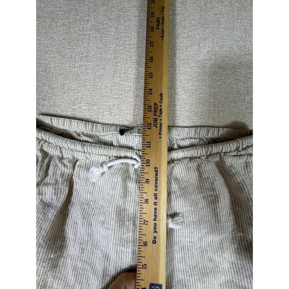 Brandy Melville Women One Size Tan White Striped Linen Lounge Summer Pants - Picture 7 of 9